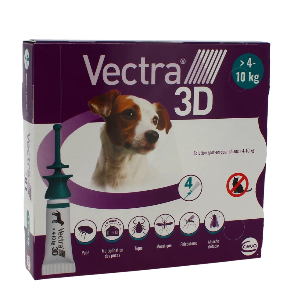 Vectra 3d Solution Spot-on Pour Chiens De 4-10 Kg, Solution Pour Spot-on