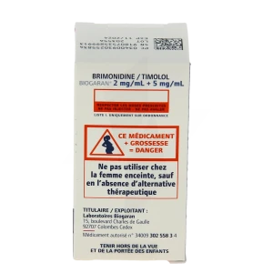 Brimonidine/timolol Biogaran 2 Mg/ml + 5 Mg/ml, Collyre En Solution