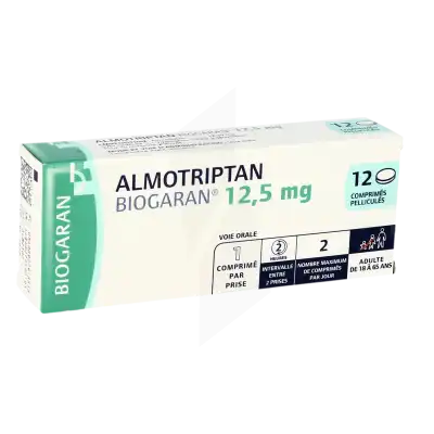 ALMOTRIPTAN BIOGARAN 12,5 mg, comprimé pelliculé