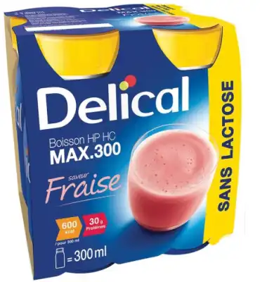 Delical Max 300 Sans Lactose Nutriment Fraise 4 Bouteilles/300ml à Courbevoie