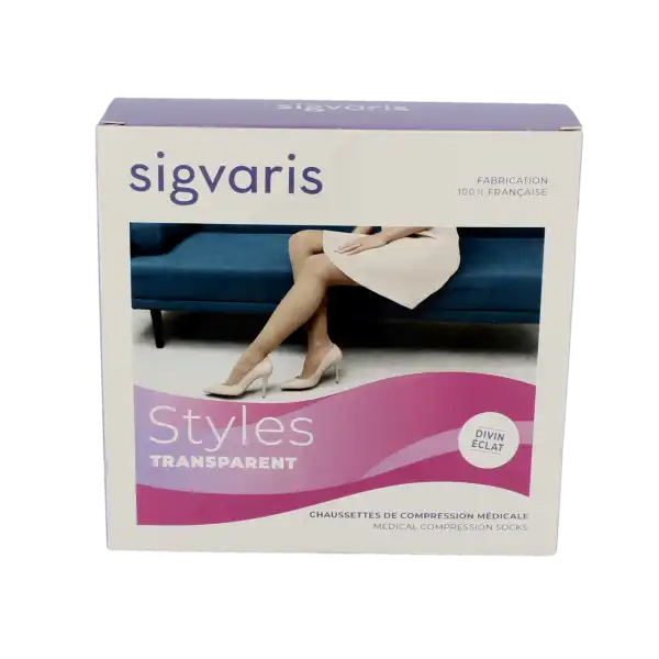 Sigvaris Styles Transparent Chaussettes  Femme Classe 2 Beige 130 Large Long