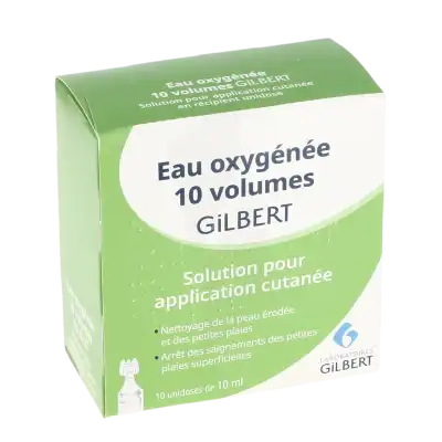 EAU OXYGENEE 10 VOLUMES GILBERT, solution pour application cutanée en récipient unidose
