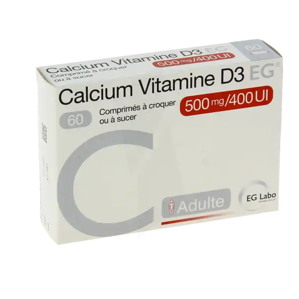 Calcium Vitamine D3 Eg 500 Mg/400 Ui, Comprimé à Croquer Ou à Sucer