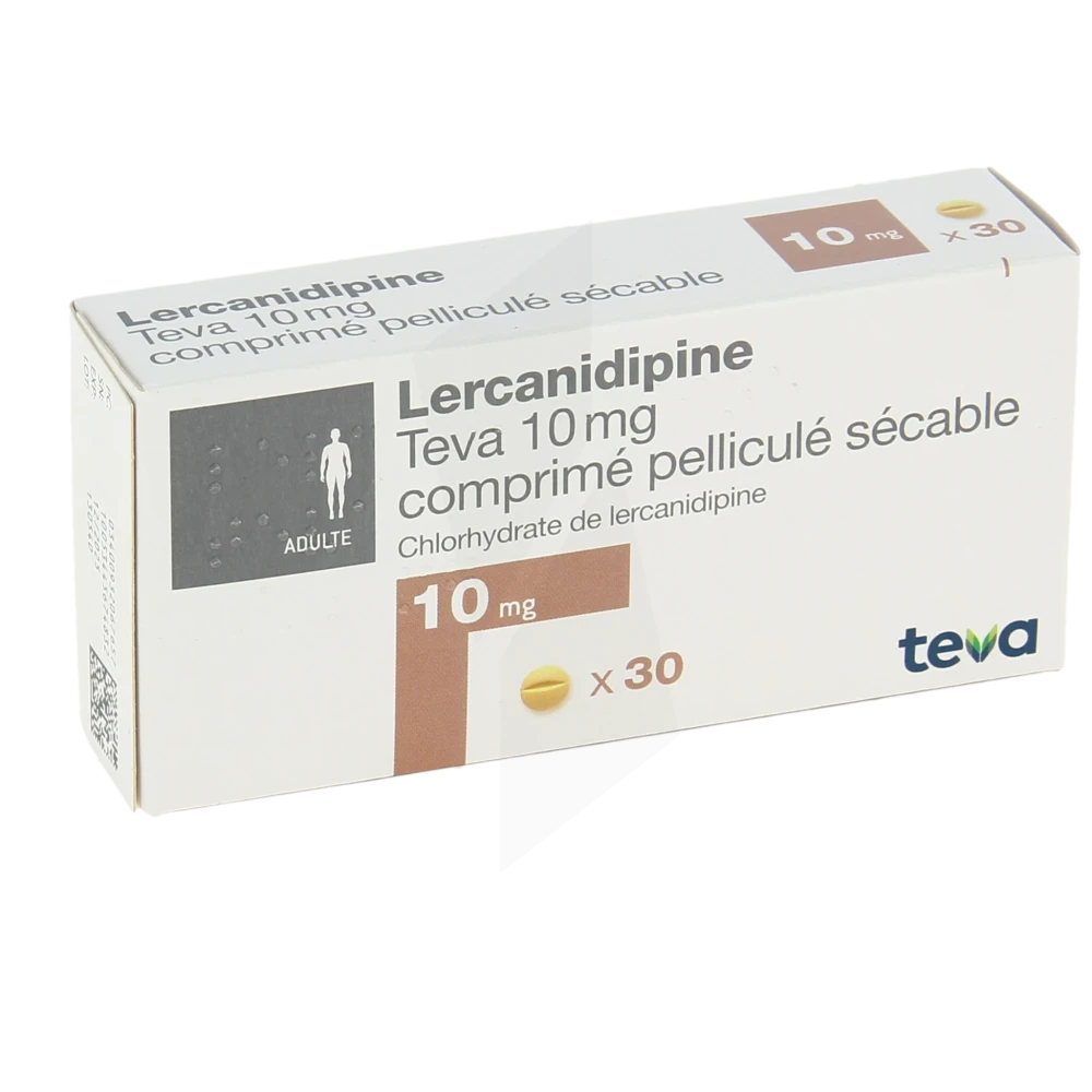 Lercanidipine Teva 10 Mg, Comprimé Pelliculé Sécable