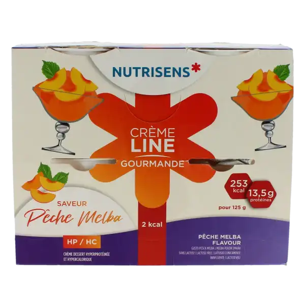 Nutrisens Cremeline Gourmande 2kcal Nutriment Pêche Melba 4cups/125g