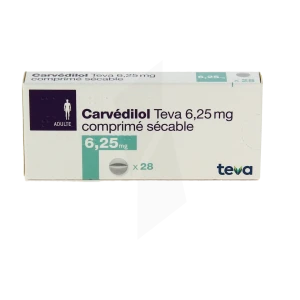 Carvedilol Teva 6,25 Mg, Comprimé Sécable