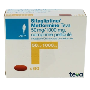 Sitagliptine/metformine Teva 50 Mg/1000 Mg, Comprimé Pelliculé