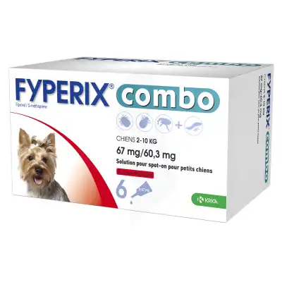 Fyperix Combo 67 Mg/60,3 Mg Solution Pour Spot-on Petit Chien 3pipettes/0,67ml à Nice
