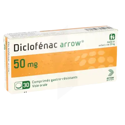 Diclofenac Arrow 50 Mg, Comprimé Gastro-résistant à CUERS