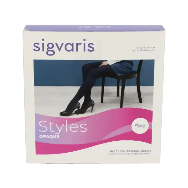 Sigvaris Styles Opaque Bas Auto-fixants  Femme Classe 2 Noir Small Normal