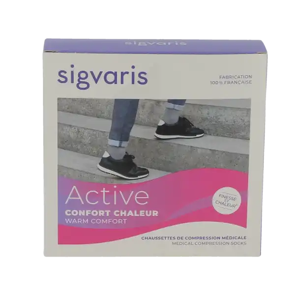 Sigvaris Active Confort Chaleur Soyance Chaussette Classe 2 Femme Plume Normal S