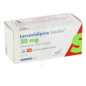 Lercanidipine Sandoz 20 Mg, Comprimé Pelliculé Sécable