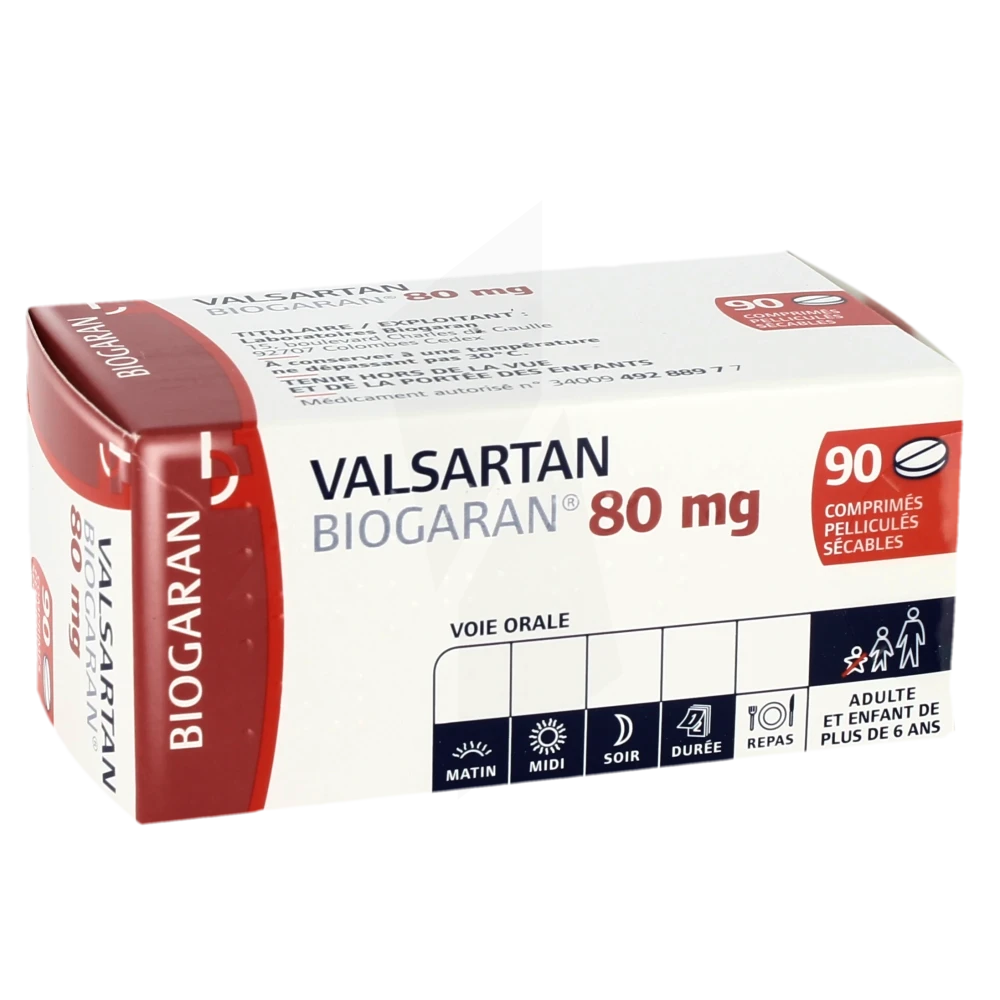 Valsartan Biogaran 80 Mg, Comprimé Pelliculé Sécable
