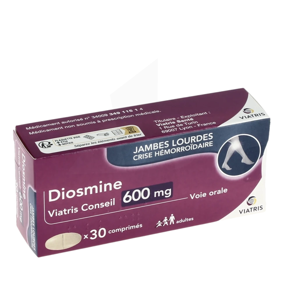 Diosmine Mylan 600 Mg, Comprimé