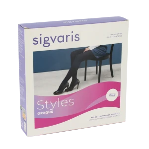 Sigvaris Styles Opaque Bas Auto-fixants  Femme Classe 2 Noir Small Normal