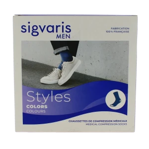 Sigvaris Styles Urban Colors Chaussette Classe 2 Homme Noir/aubergine Long M