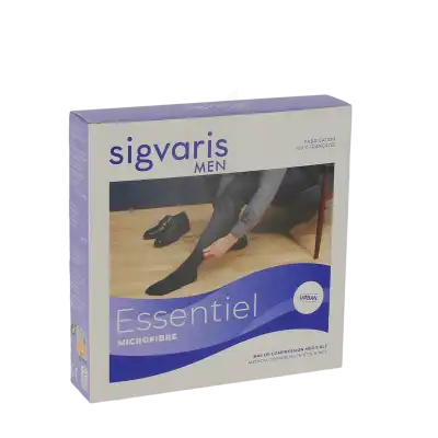 Sigvaris Essentiel Microfibre Bas Auto-fixants  Homme Classe 2 Noir Medium Normal à Libourne