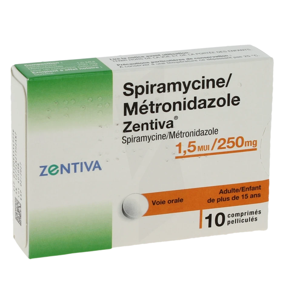 Spiramycine Metronidazole Zentiva 1,5 Mui/250 Mg, Comprimé Pelliculé