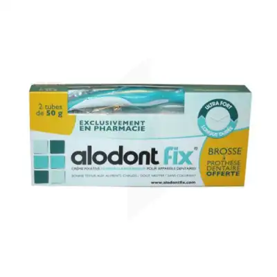 Alodont Fix Crème Fixative Pour Appareil Dentaire 2t/50g + Brosse à SEYNOD