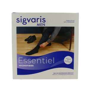 Sigvaris Essentiel Urban Microfibre Bas Auto-fixants Classe 2 Homme Gris Clair Long M