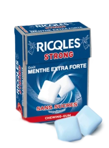 Ricqles Strong Chew Gum Hygiène Fraîcheur Sans Sucre Menthe Extra-forte Etui/24g
