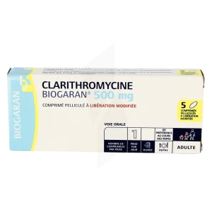 Clarithromycine Biogaran 500 Mg, Comprimé Pelliculé à Libération Modifiée