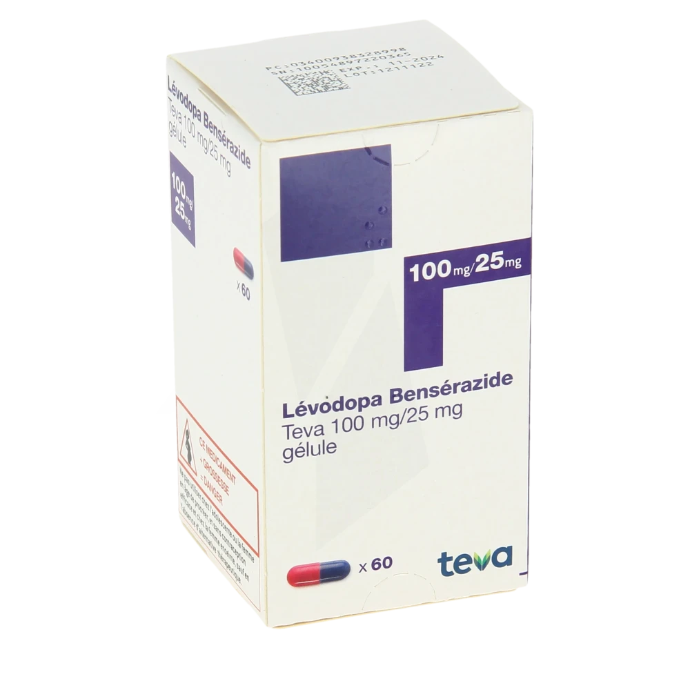 Levodopa/benserazide Teva 100 Mg/25 Mg, Gélule