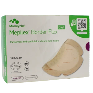 Mepilex Border Flex Oval Pans Hydrocellulaire Adhésif Stérile Siliconé 10.8x14cm B/16
