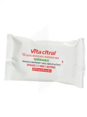 Vita Citral Lingette Biodégradable Désinfectante Etui/10 à Pradines