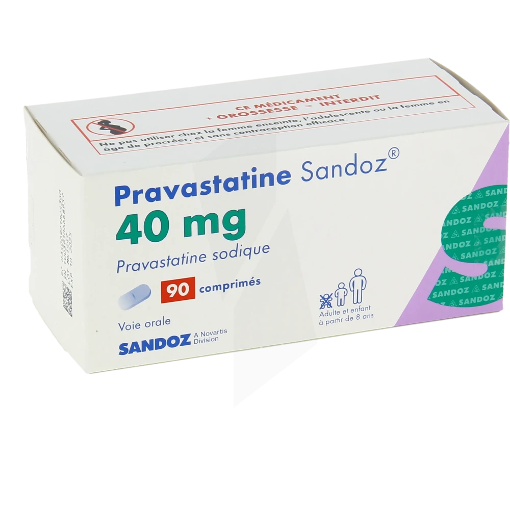 Pravastatine Sandoz 40 Mg, Comprimé