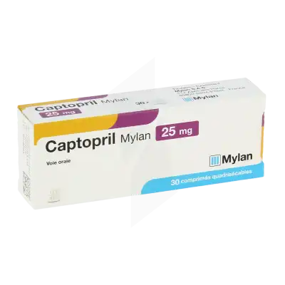 Captopril Viatris 25 Mg, Comprimé Quadrisécable à Dreux