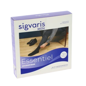 Sigvaris Essentiel Microfibre Bas Auto-fixants  Homme Classe 2 Noir Medium Long