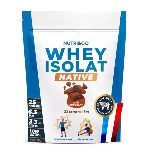 Nutri&co Whey Isolate Native Chocolat Poudre Sachet/1kg