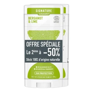 Schmidts' Déodorant Bergamote Citron Vert 2 Sticks/58ml