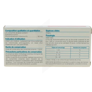 Vitamivet K1 50 Mg Comprimes Pellicules Pour Chiens, Comprimé