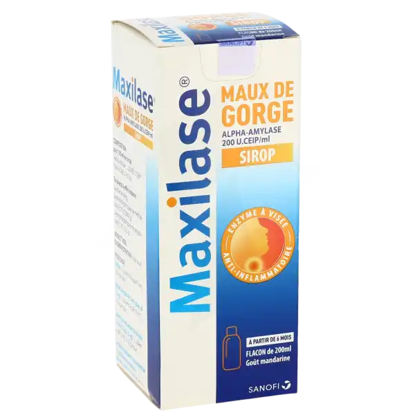 Maxilase Alpha-amylase 200 U Ceip/ml Sirop Maux De Gorge Fl/200ml