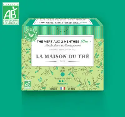 LA MAISON DU THE, Thé vert aux 2 menthes Bio (classique)
