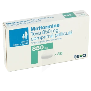 Metformine Teva 850 Mg, Comprimé Pelliculé