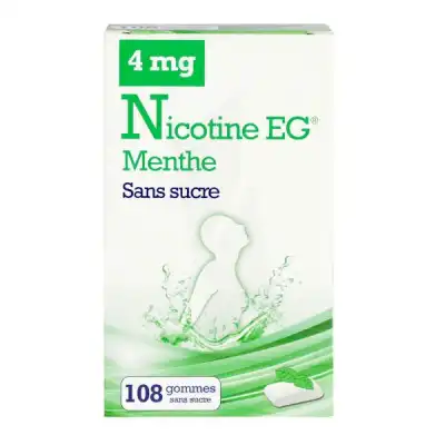 Nicotine Eg 4 Mg Gomme à Mâcher Médicamenteuse Sans Sucre Menthe édulcorée à L'acésulfame Potassique Et Saccharine Plq/108 à Libourne