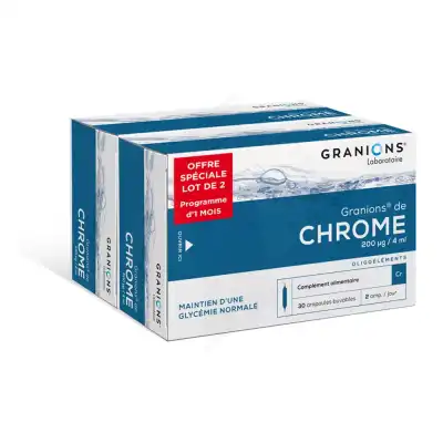 Granions De Chrome 200µg Solution Buvable 2b/30 Ampoules/2ml -20% à Ferney-Voltaire