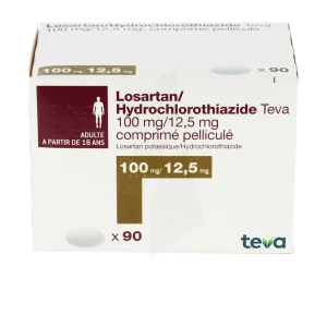 Losartan/hydrochlorothiazide Teva 100 Mg/12,5 Mg, Comprimé Pelliculé