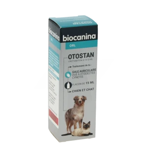 Otostan Biocanina 0,10g/ml Solution Auriculaire En Gouttes Pour Chiens Et Chats, Solution Auriculaire En Gouttes