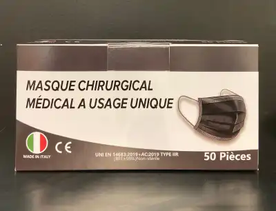 Masque Chirurgical Noir Type Iir  Norme 14683:2019 B/50 à Paris