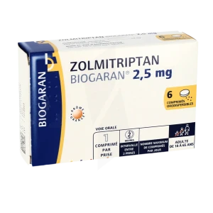 Zolmitriptan Biogaran 2,5 Mg, Comprimé Orodispersible