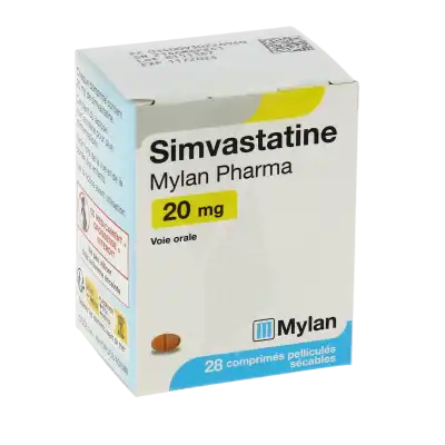 Simvastatine Viatris 20 Mg, Comprimé Pelliculé Sécable à Nice
