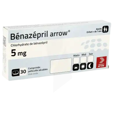 Benazepril Arrow 5 Mg, Comprimé Pelliculé Sécable à Chelles