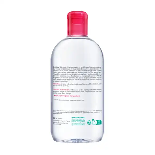 Bioderma Créaline H2o Eau Micellaire Nettoyante Démaquillante Visage & Yeux 500ml