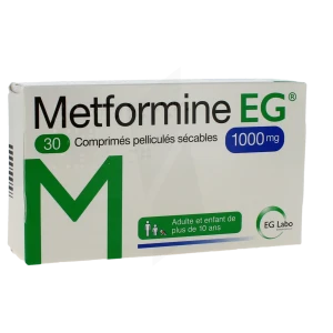 Metformine Eg 1000 Mg, Comprimé Pelliculé Sécable