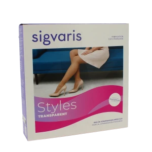 Sigvaris Styles Divin Eclat Transparent Collant Classe 2 Femme Beige 120 Long L