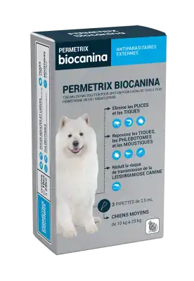 Biocanina Permetrix Pipette Antiparasitaire Moyen Chien B/3 à SAINT-MARTIN-DU-VAR